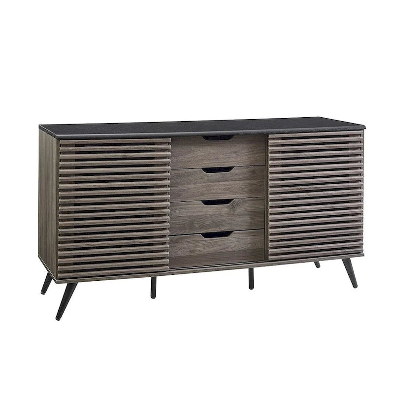 59-Inch Sideboard Storage Cabinet with 4 Drawers and 2 Sliding Doors