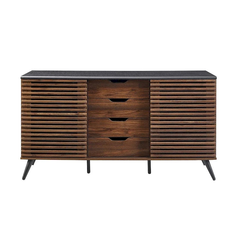 59-Inch Sideboard Storage Cabinet with 4 Drawers and 2 Sliding Doors