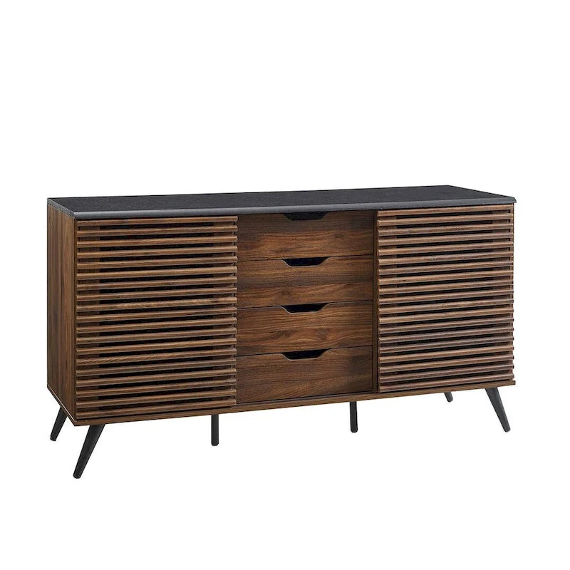 59-Inch Sideboard Storage Cabinet with 4 Drawers and 2 Sliding Doors