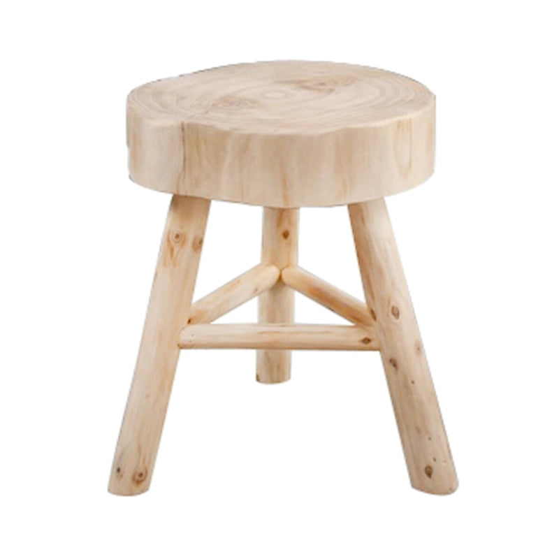 16-Inch Wooden Stool with Live-Edge Round Top and Triangle Base