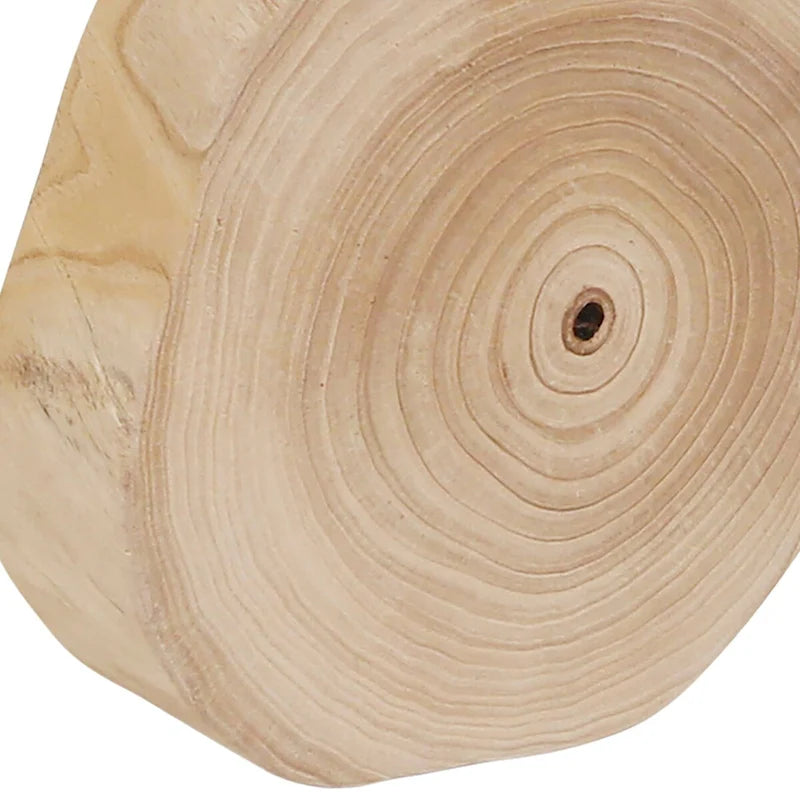 16-Inch Wooden Stool with Live-Edge Round Top and Triangle Base