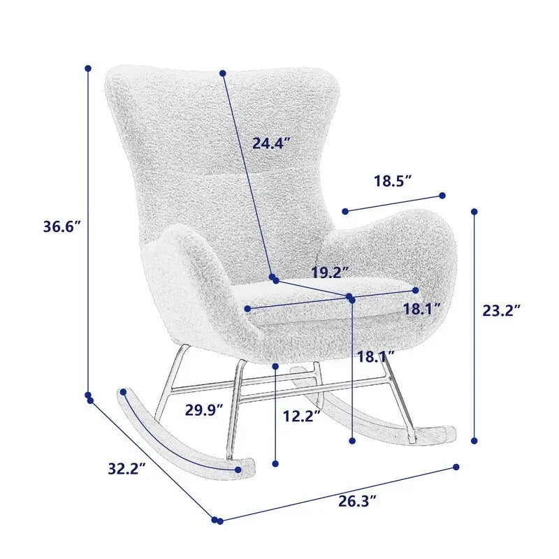 Fabric Padded Rocking Chair with Metal Frame and Elastic Foam Cushion