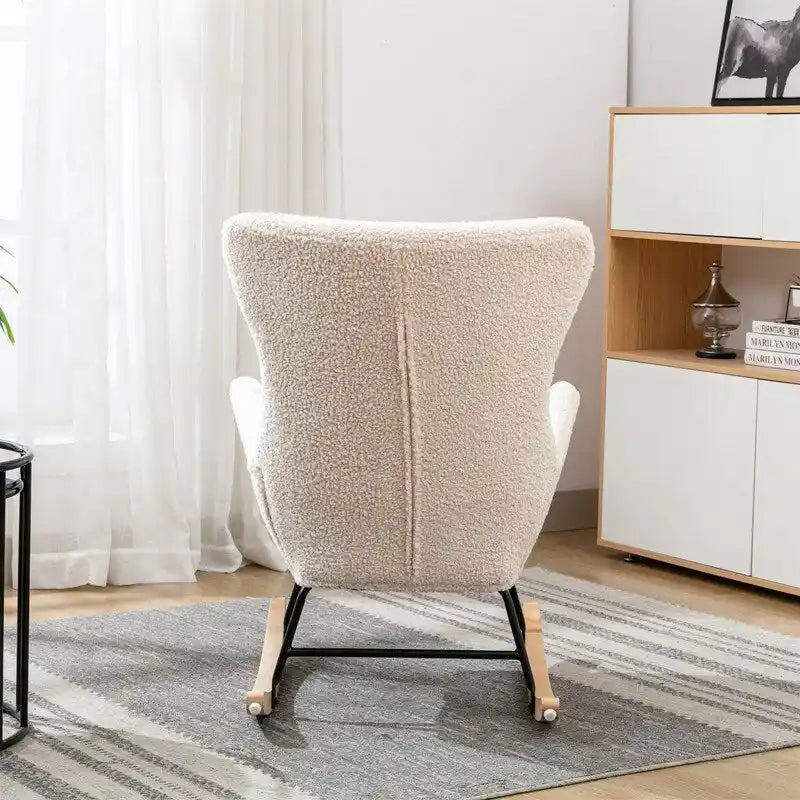 Fabric Padded Rocking Chair with Metal Frame and Elastic Foam Cushion