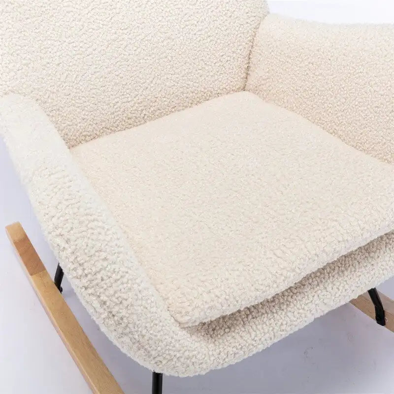 Fabric Padded Rocking Chair with Metal Frame and Elastic Foam Cushion