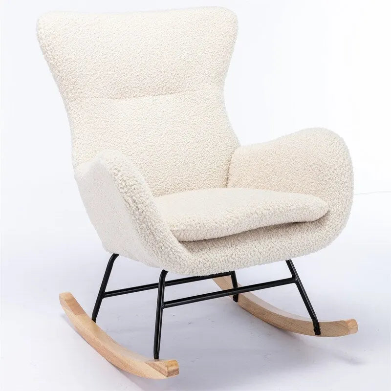 Fabric Padded Rocking Chair with Metal Frame and Elastic Foam Cushion