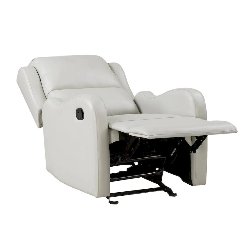 Faux Leather Manual Glider Recliner Chair with Removable Back and Pocket Coils