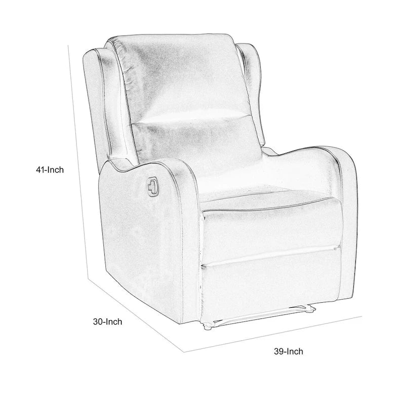 Faux Leather Manual Glider Recliner Chair with Removable Back and Pocket Coils