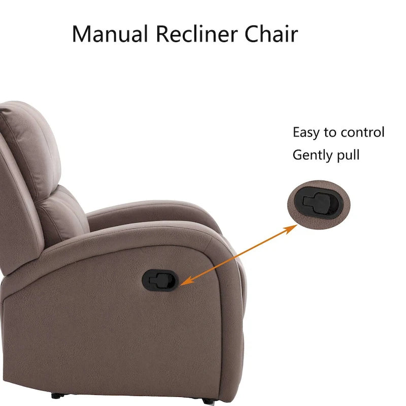 Faux Leather Recliner Chair with Adjustable Backrest and Foam Cushion