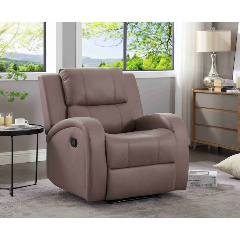 Faux Leather Recliner Chair with Adjustable Backrest and Foam Cushion