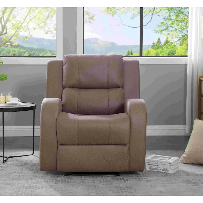 Faux Leather Recliner Chair with Adjustable Backrest and Foam Cushion