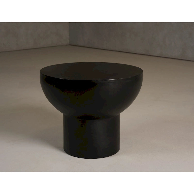 Fate Modern Black Concrete End Table with Metal Base