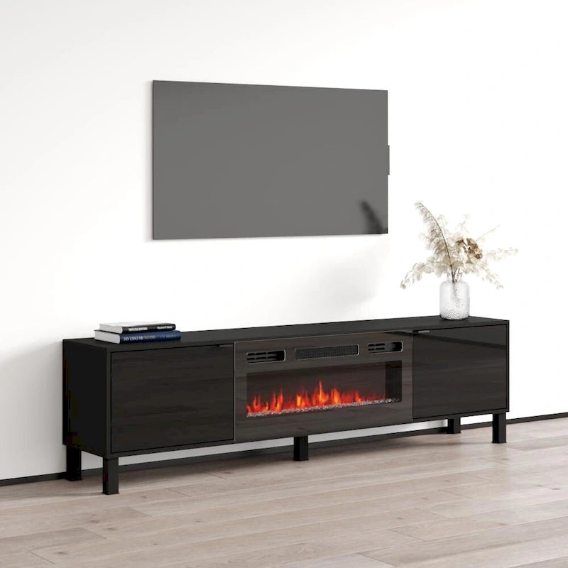 70-Inch Fireplace TV Stand with Electric Fireplace Insert for TVs up to 80 Inches