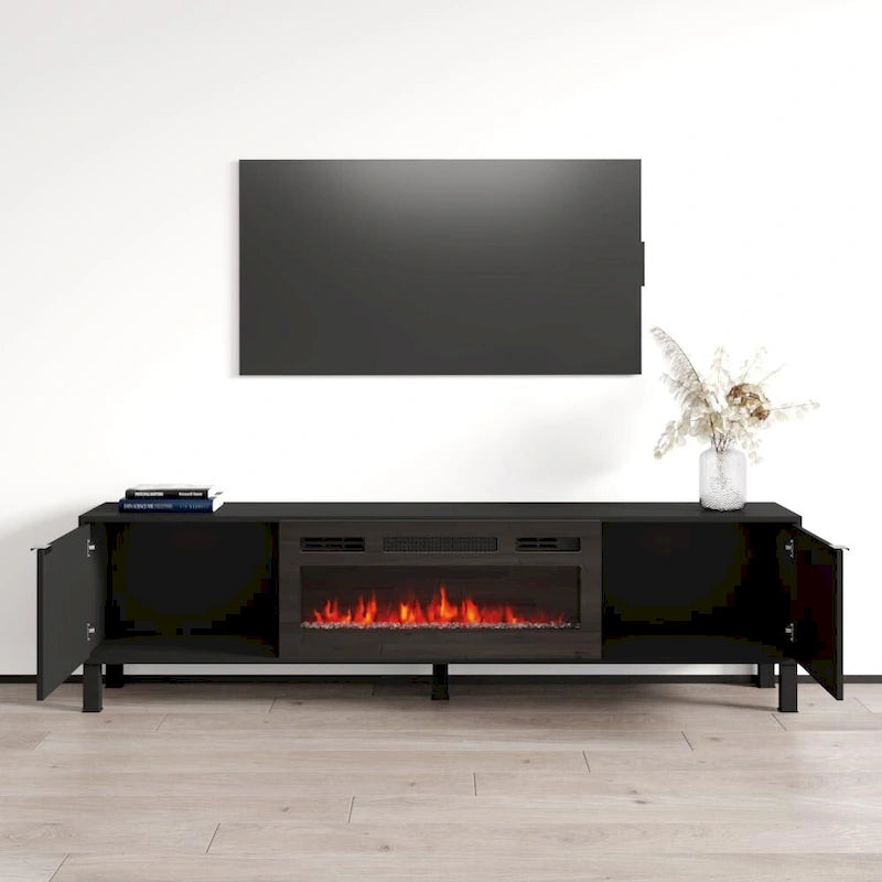 70-Inch Fireplace TV Stand with Electric Fireplace Insert for TVs up to 80 Inches