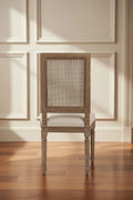 Linen and Cane Oak Dining Chair, Neutral