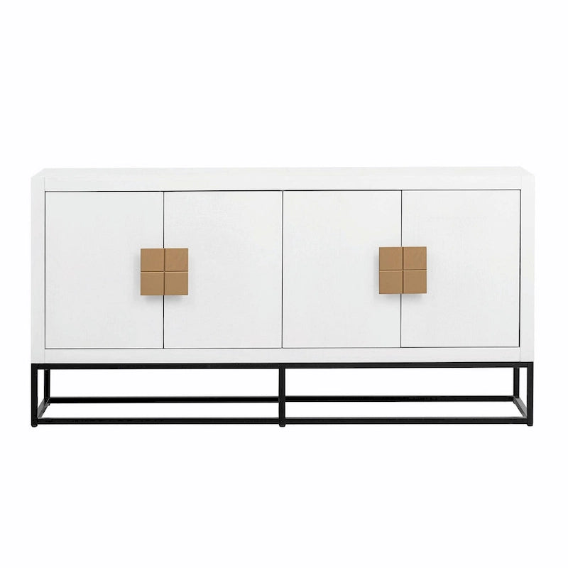 4-Door Storage Cabinet with Adjustable Shelves and Decorative Legs