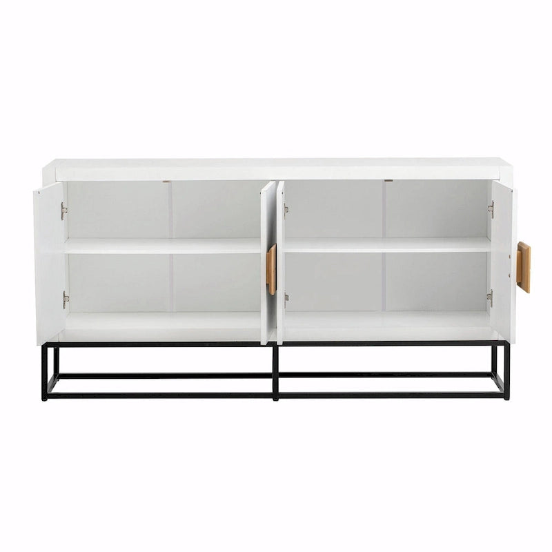 4-Door Storage Cabinet with Adjustable Shelves and Decorative Legs