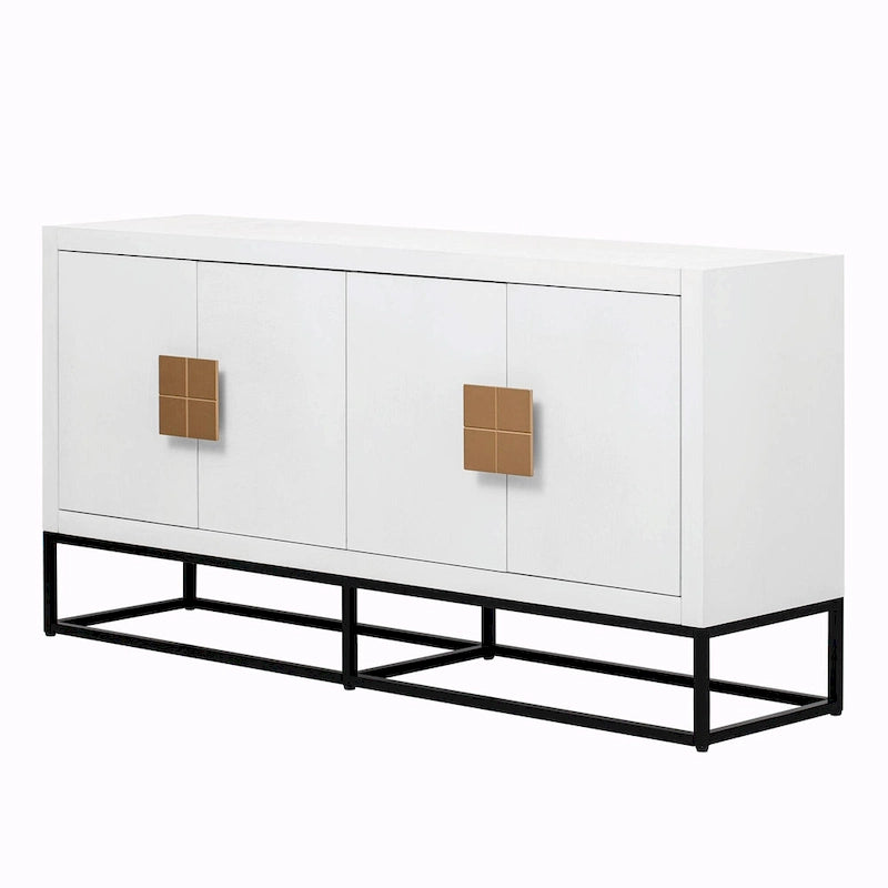 4-Door Storage Cabinet with Adjustable Shelves and Decorative Legs