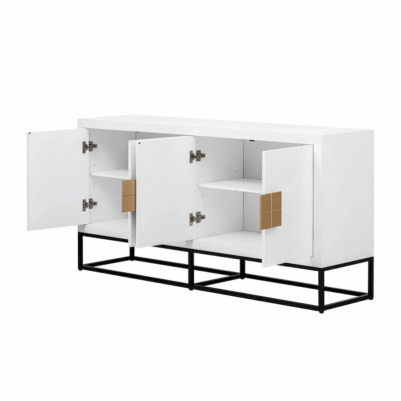 4-Door Storage Cabinet with Adjustable Shelves and Decorative Legs