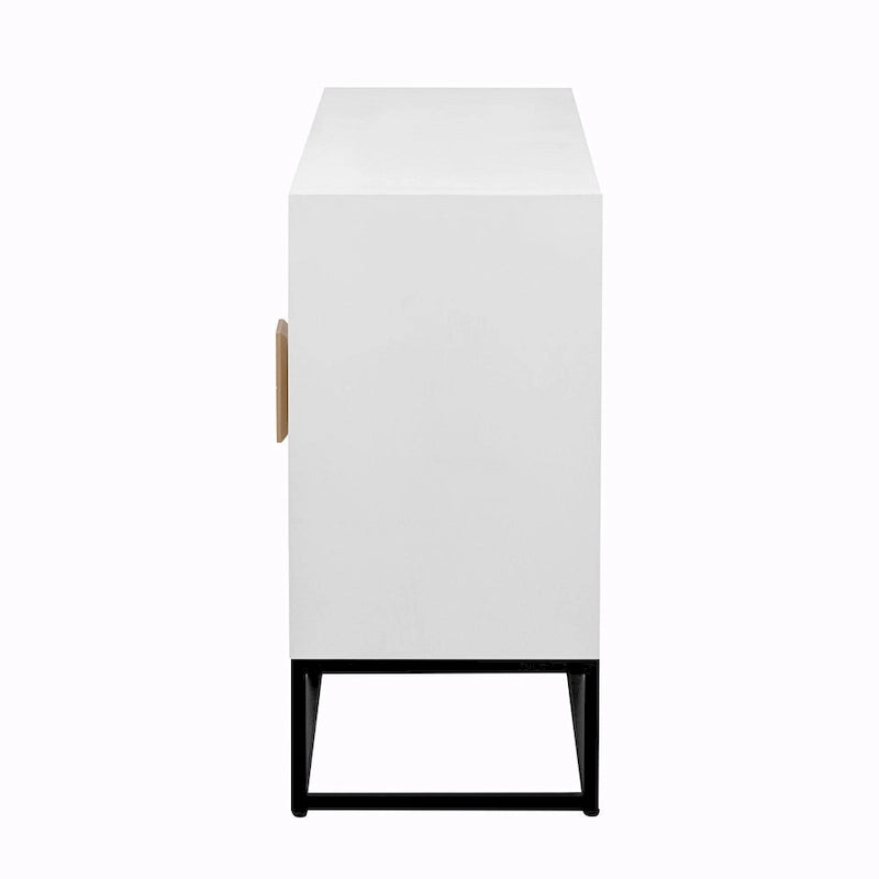 4-Door Storage Cabinet with Adjustable Shelves and Decorative Legs