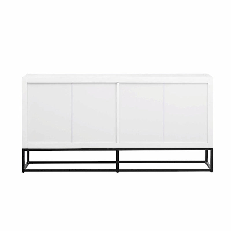 4-Door Storage Cabinet with Adjustable Shelves and Decorative Legs