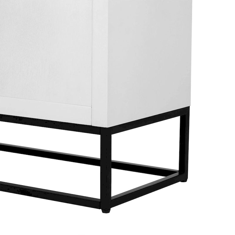4-Door Storage Cabinet with Adjustable Shelves and Decorative Legs