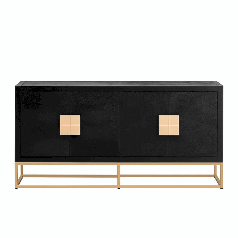 4-Door Storage Cabinet with Adjustable Shelves and Decorative Legs