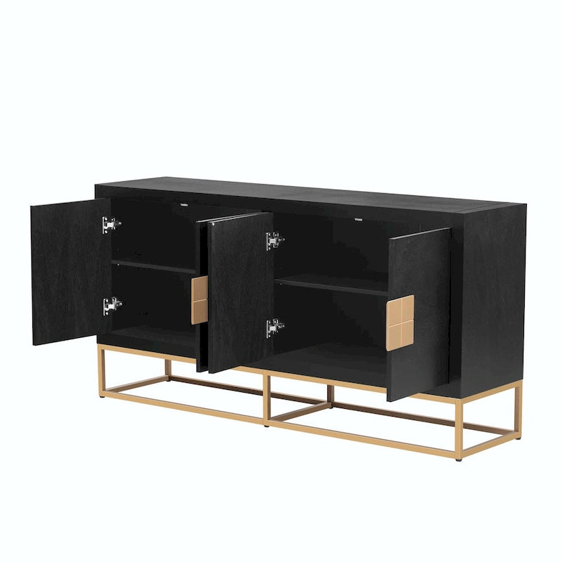 4-Door Storage Cabinet with Adjustable Shelves and Decorative Legs