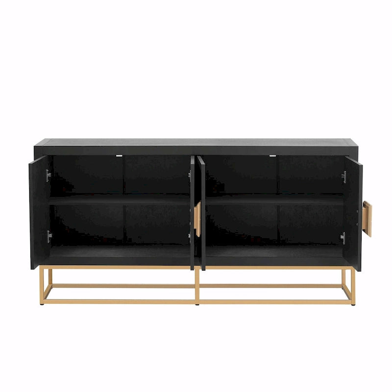 4-Door Storage Cabinet with Adjustable Shelves and Decorative Legs