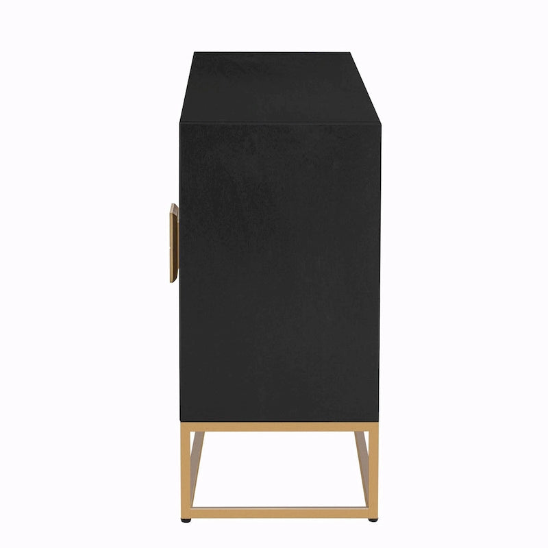 4-Door Storage Cabinet with Adjustable Shelves and Decorative Legs