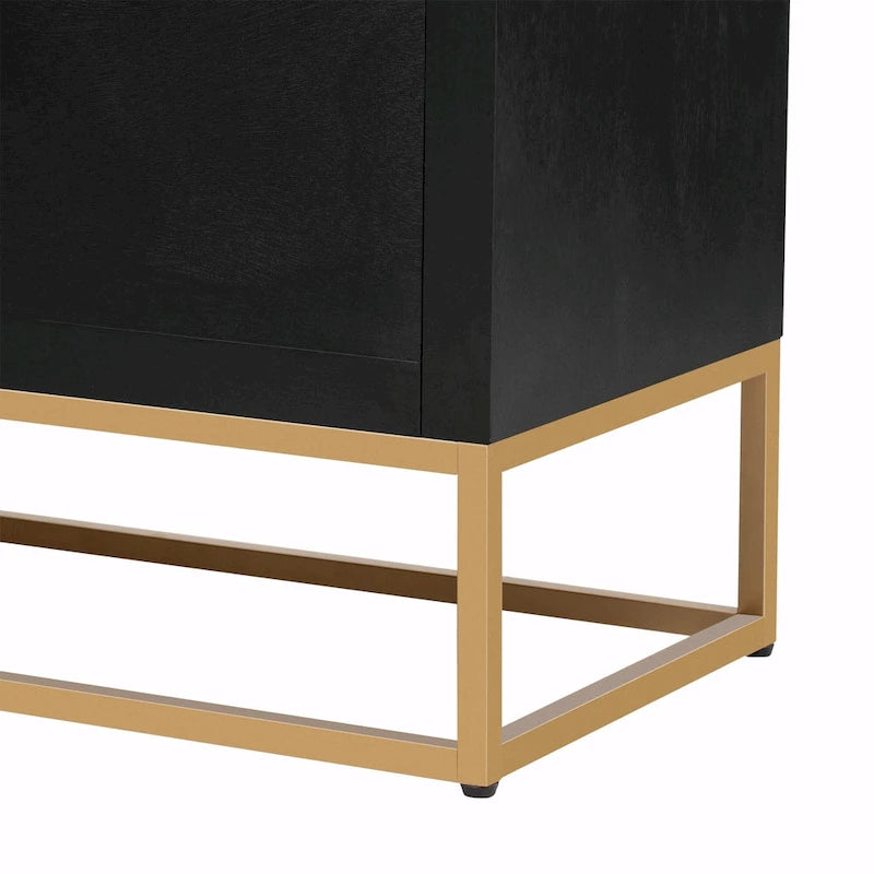 4-Door Storage Cabinet with Adjustable Shelves and Decorative Legs