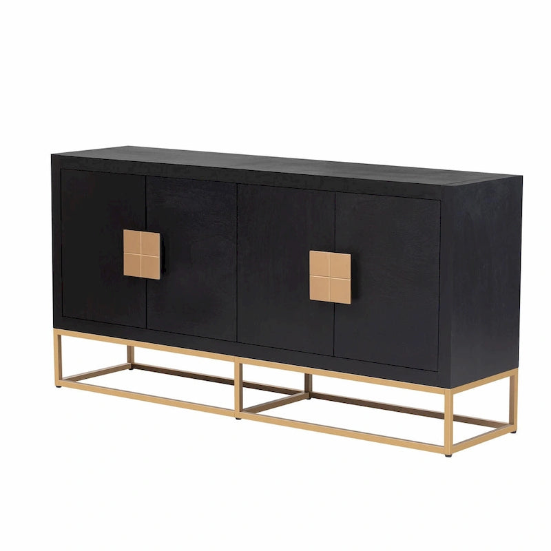 4-Door Storage Cabinet with Adjustable Shelves and Decorative Legs