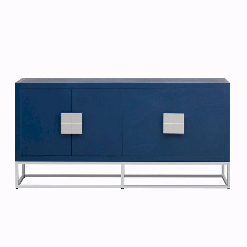 4-Door Storage Cabinet with Adjustable Shelves and Decorative Legs