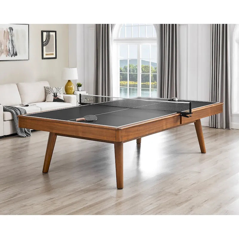 Mid-Century Table Tennis Table with Black Top and Wood Frame