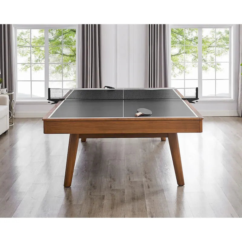 Mid-Century Table Tennis Table with Black Top and Wood Frame