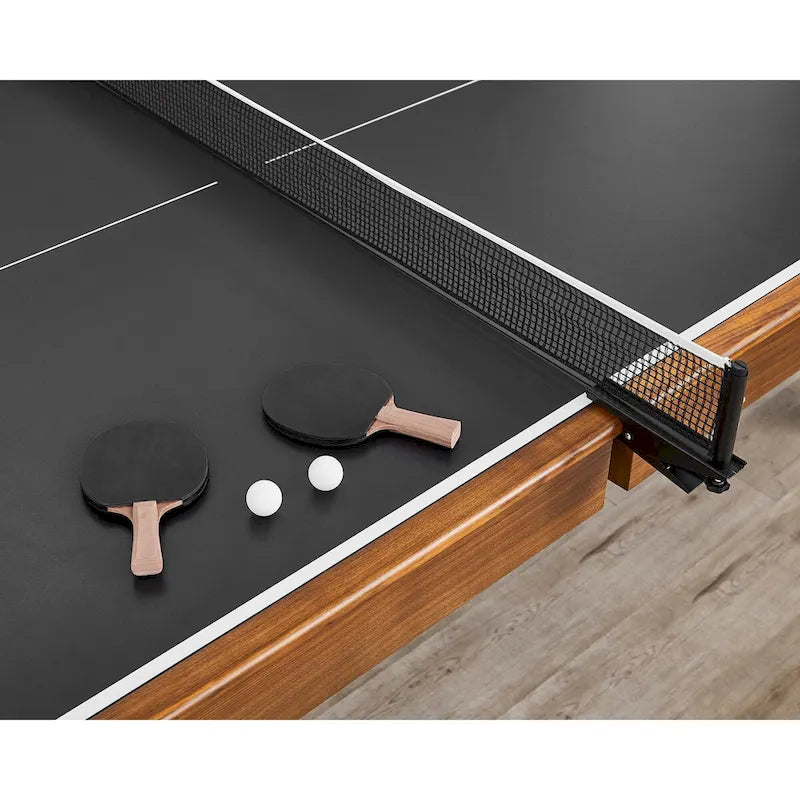 Mid-Century Table Tennis Table with Black Top and Wood Frame