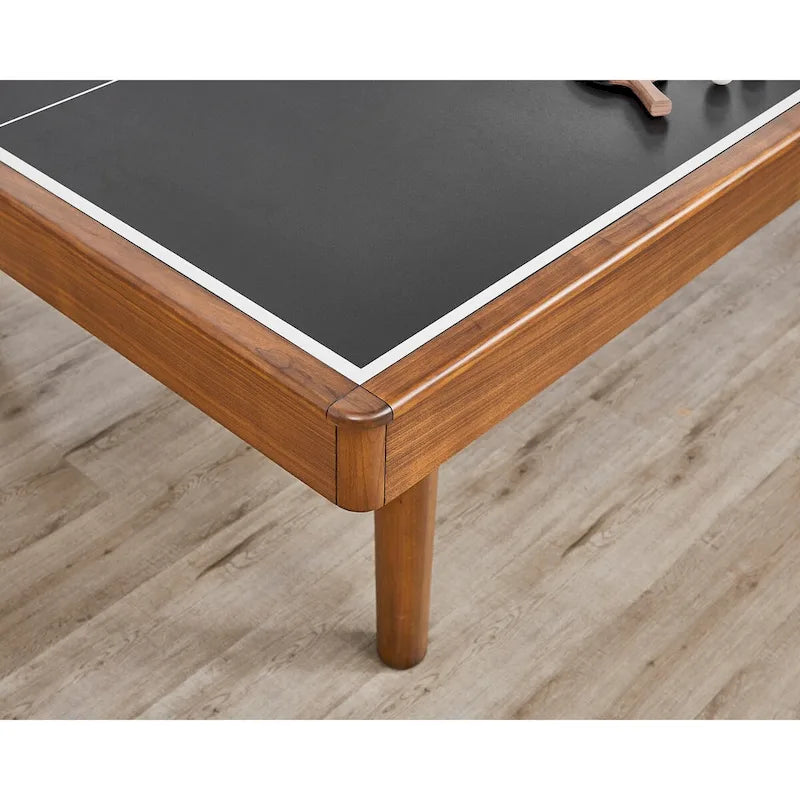 Mid-Century Table Tennis Table with Black Top and Wood Frame