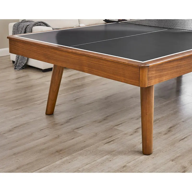 Mid-Century Table Tennis Table with Black Top and Wood Frame