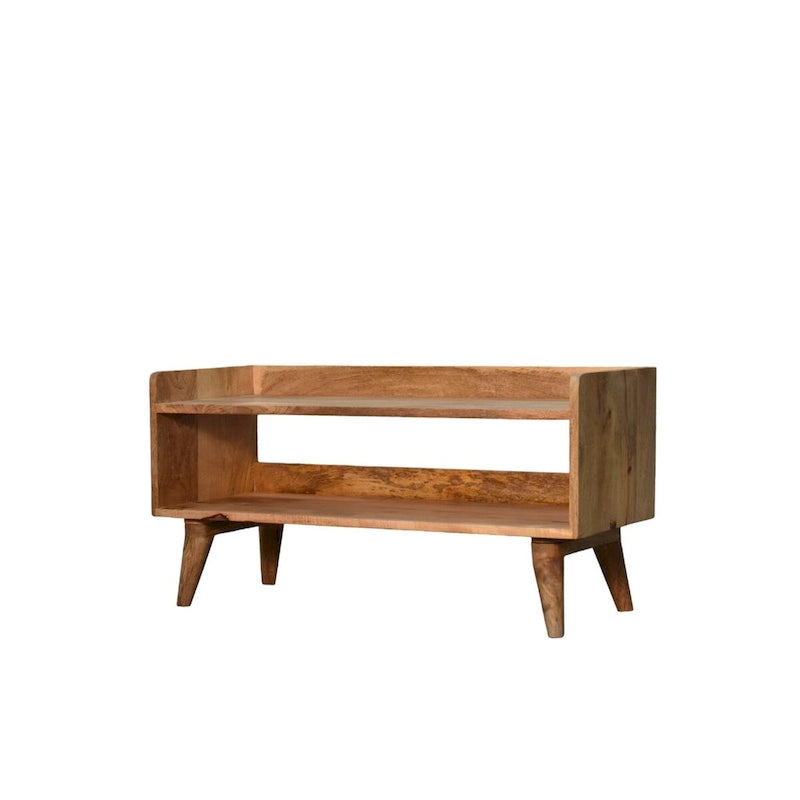 Solid Mango Wood Storage Bench with Nordic Style Legs