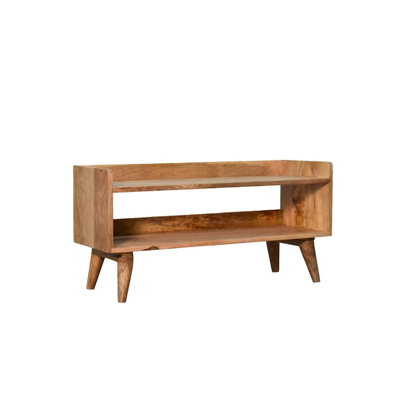 Solid Mango Wood Storage Bench with Nordic Style Legs