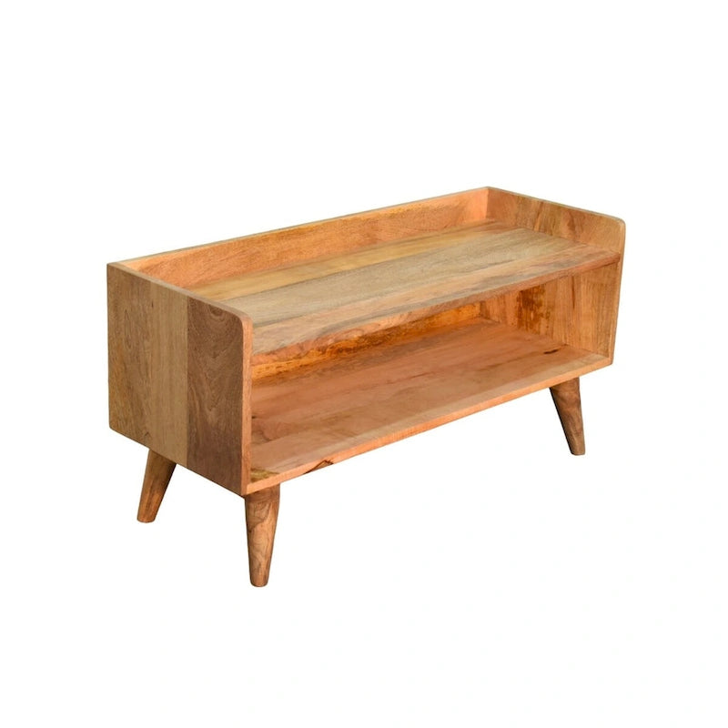 Solid Mango Wood Storage Bench with Nordic Style Legs
