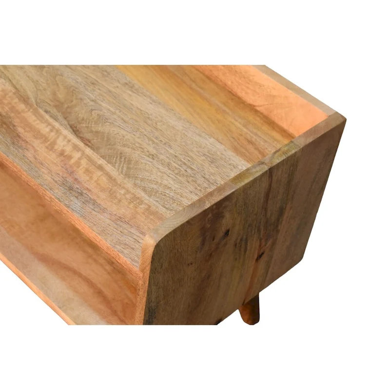 Solid Mango Wood Storage Bench with Nordic Style Legs