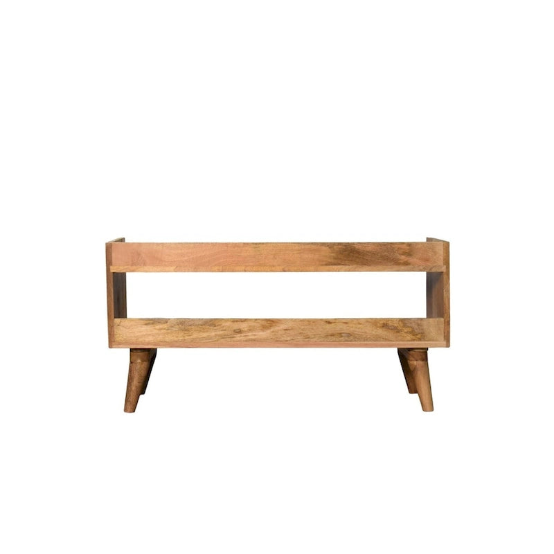 Solid Mango Wood Storage Bench with Nordic Style Legs