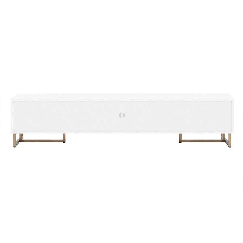 TV Stand Cabinet with 4 Drawers, Wave-Door Storage and Metal Frame