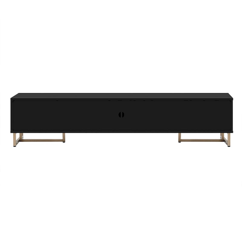 TV Stand Cabinet with 4 Drawers, Wave-Door Storage and Metal Frame