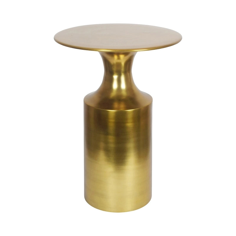 Art Deco Polished Aluminum Accent Table with Column Base, 21-Inch