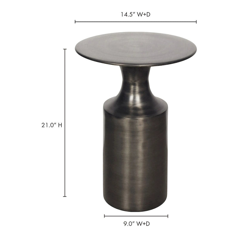 Art Deco Polished Aluminum Accent Table with Column Base, 21-Inch