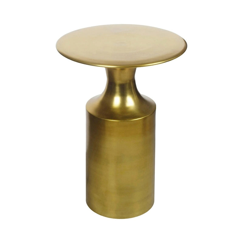Art Deco Polished Aluminum Accent Table with Column Base, 21-Inch