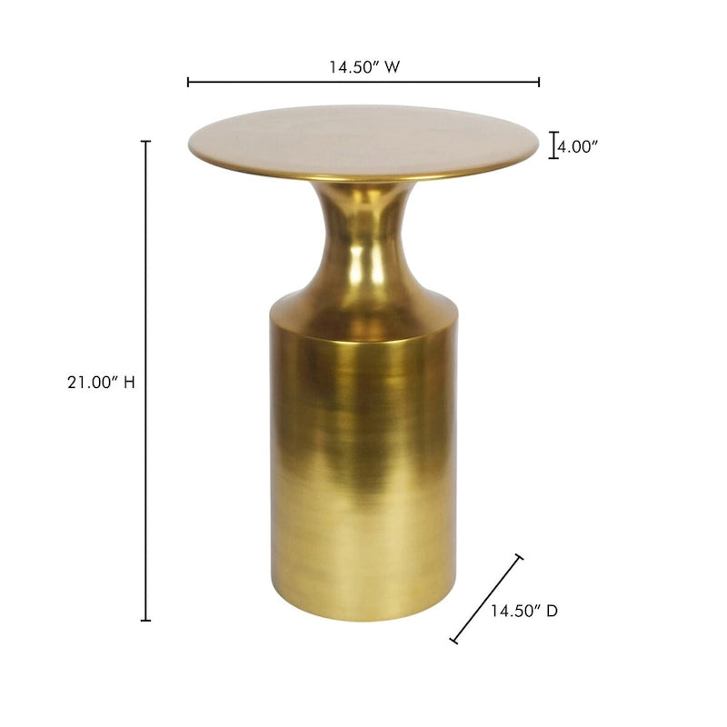 Art Deco Polished Aluminum Accent Table with Column Base, 21-Inch