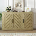3-Door Sideboard Cabinet with Adjustable Shelves and Black Handles