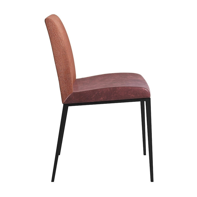 Set of 2 Faux Leather and Fabric Dining Chairs with Steel Frame